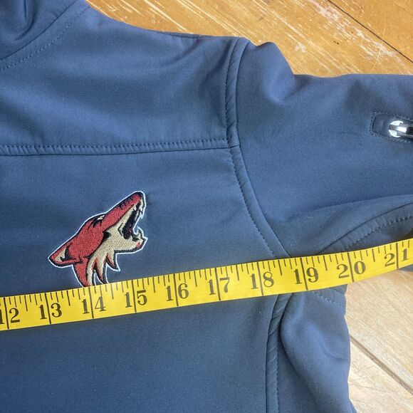 NHL Full Zip Softshell Coyotes Front Back Embroidered Track Jacket Size S Grey - Picture 9 of 10